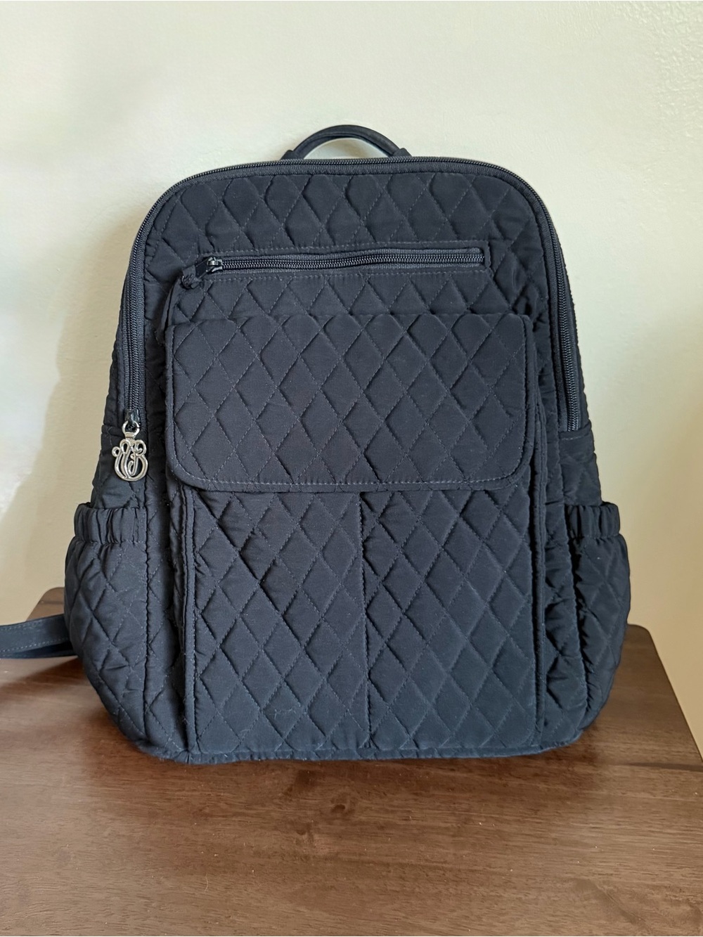 Vera Bradley Black Quilted Backpack | Diamond Stitch | Black Travel Bag